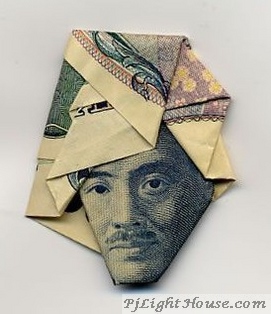 Art: Famous People with Cute Hats done using Money Origami Money Origami, Art, Creative, Money, Paper Folding, Cash, Cute