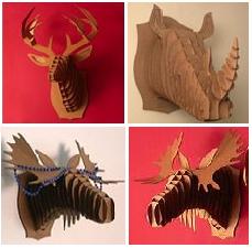 Art, Craft, Animal Friendly, Deer, Rhino, Moose, Art Craft, Paper Art, Paper Craft, Cardboard, Deer Bust, Art, Sculpture,USA,Wall Decoration, Creative
