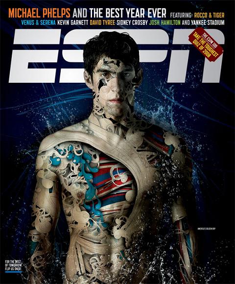  Amazing Michael Phelps ESPN Cover by Alberto Seveso, Italy, Grapic Artist, Illustrator, Masterpiece, Artwork